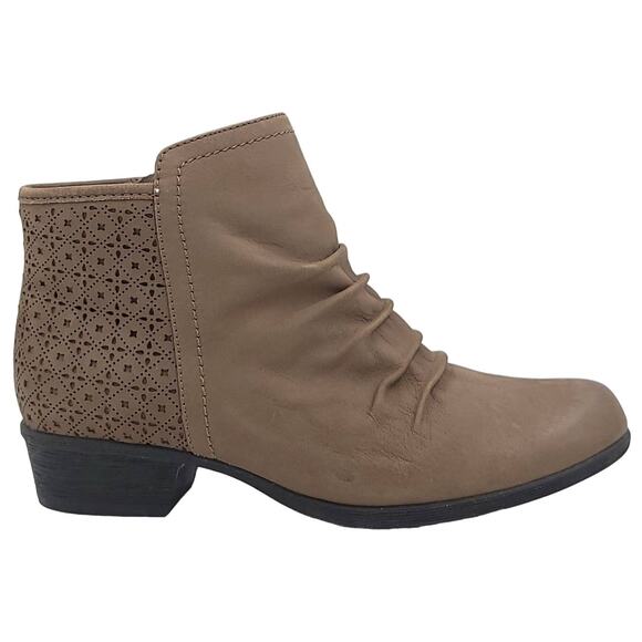 Rockport Women Carly Ruched Ankle Booties Size US 5M Stone Grey Leather - Picture 2 of 6
